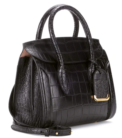 Shop Alexander Mcqueen Heroine 30 Leather Shoulder Bag In Black