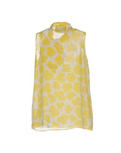 Shop Boutique Moschino Silk Top In Yellow