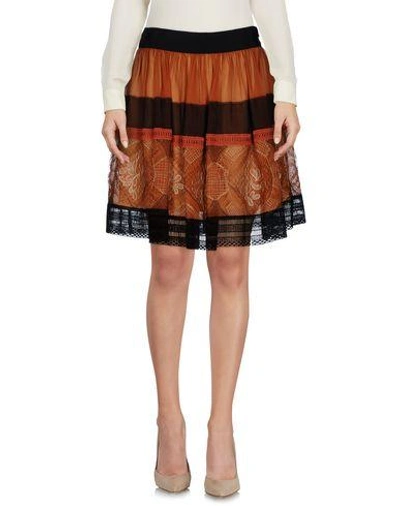 Shop Alberta Ferretti Knee Length Skirt In Brown