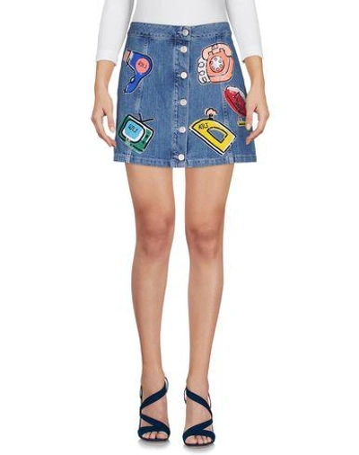 Shop Au Jour Le Jour Denim Skirts In Blue