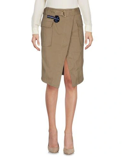 Shop Pinko Knee Length Skirt In Khaki