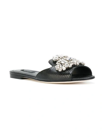 Shop Dolce & Gabbana Bianca Embellished Sandals - Black