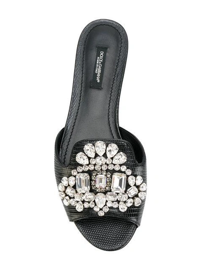 Shop Dolce & Gabbana Bianca Embellished Sandals - Black