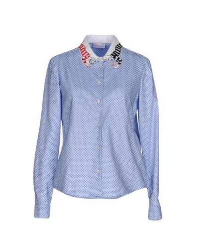 Shop Red Valentino Patterned Shirts & Blouses In Sky Blue