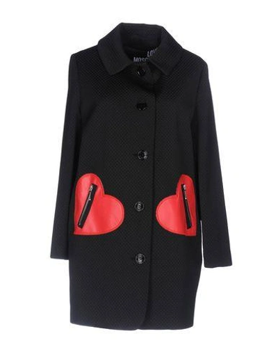 Shop Love Moschino Coats In Black