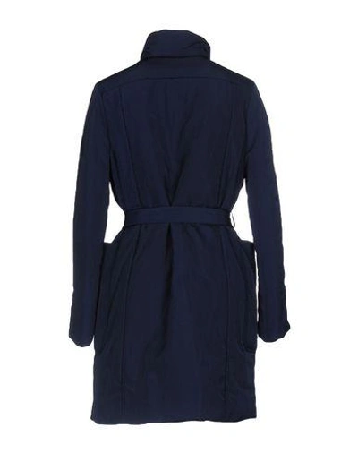 Shop Love Moschino Belted Coats In Dark Blue