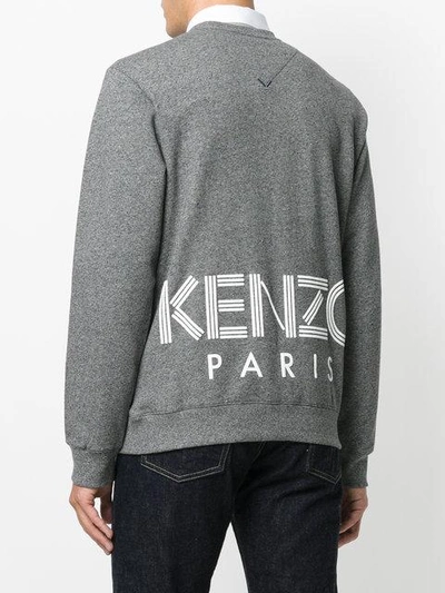 Shop Kenzo Logo Print Sweatshirt In Grey