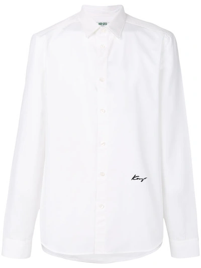 Kenzo Slim Fit Embroidered Shirt In Bianco
