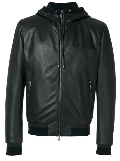 Shop Dolce & Gabbana Leather Hooded Jacket