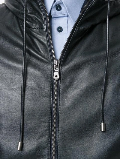 Shop Dolce & Gabbana Leather Hooded Jacket