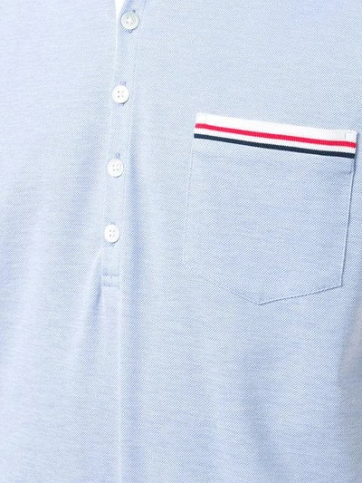 Shop Thom Browne Striped Trim Polo Shirt In Blue