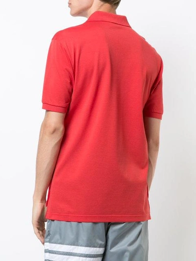 Shop Thom Browne Striped Trim Polo Shirt - Red
