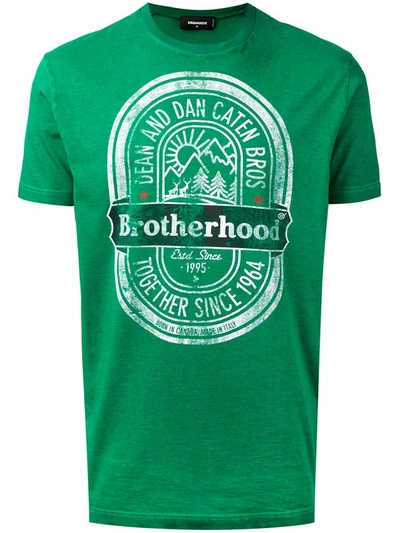 Dsquared2 Brotherhood Beer T-shirt In Green