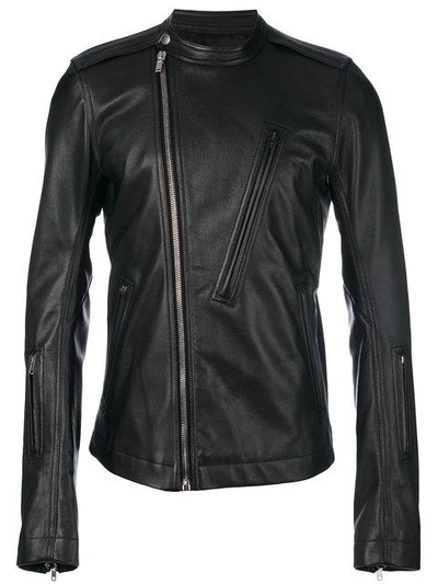 Shop Rick Owens Band Collar Biker Jacket - Black