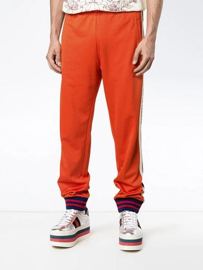 Shop Gucci Technical Gg Web Track Trousers - Orange
