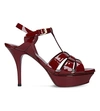 Saint Laurent Tribute 75 Patent Leather Sandals In Wine