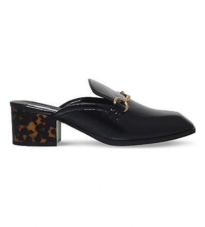 Shop Stella Mccartney Chain Block Heel Mule Loafers In Black