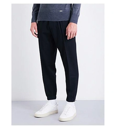 Dsquared2 Tapered Wool-blend Jogging Bottoms In Black