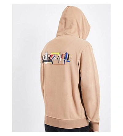 Shop Versace Logo-print Cotton-jersey Hoody In Camel