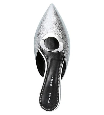 Shop Proenza Schouler Ring Metallic-leather Mules In Silver