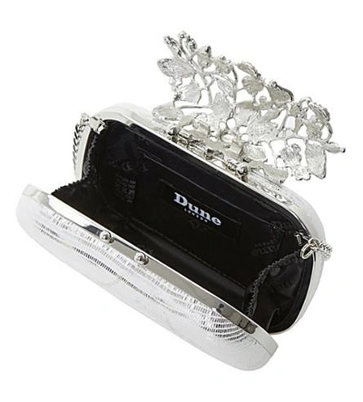 Shop Dune Emberrs Embellished Clasp Clutch Bag In Silver-reptile