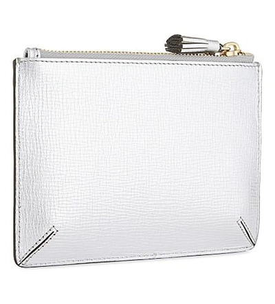 Shop Anya Hindmarch Eyes Small Leather Pouch In Silver