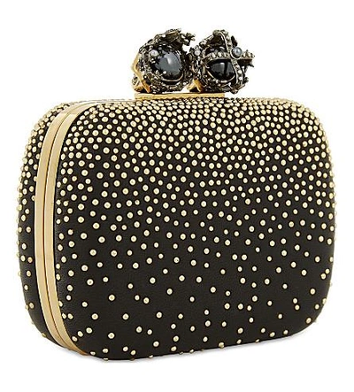 Shop Alexander Mcqueen Studded Leather Mini Clutch In Gold Black