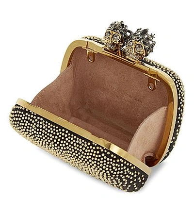 Shop Alexander Mcqueen Studded Leather Mini Clutch In Gold Black