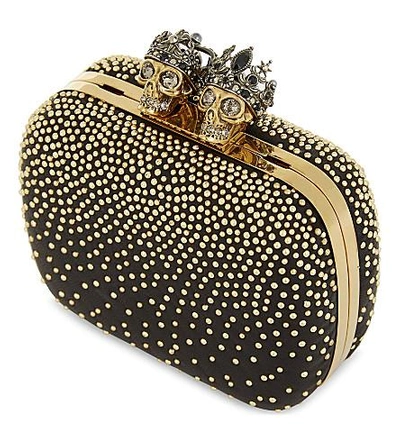 Shop Alexander Mcqueen Studded Leather Mini Clutch In Gold Black