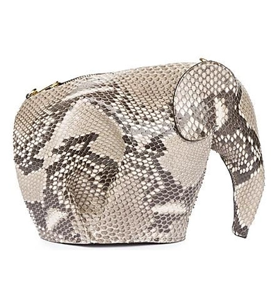 Shop Loewe Elephant Minibag Snakeskin Shoulder Bag In Natural