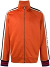 Gucci Logo-print Panel Jersey Jacket In Orange