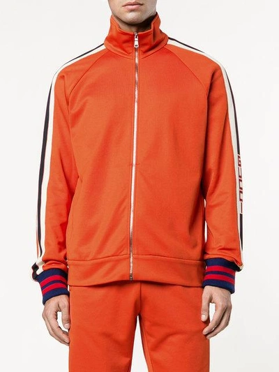 Shop Gucci Technical Gg Web Jacket In Orange
