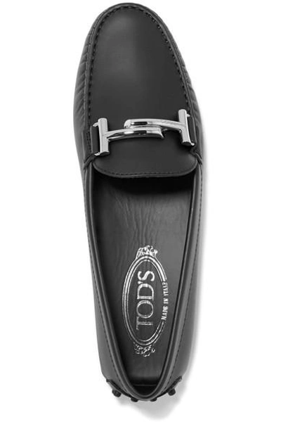 Shop Tod's Gommino Embellished Leather Loafers In Black