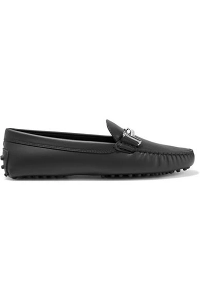 Shop Tod's Gommino Embellished Leather Loafers In Black