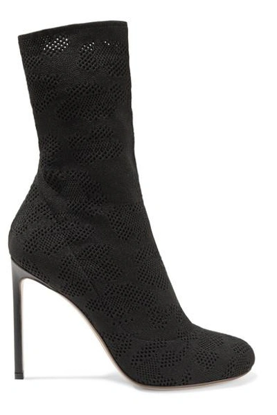 Shop Francesco Russo Open-knit Sock Boots In Black
