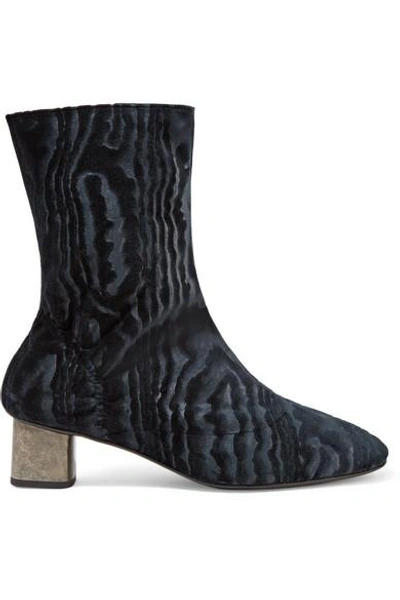 Shop Robert Clergerie Plopt Devoré Stretch-velvet Ankle Boots In Midnight Blue