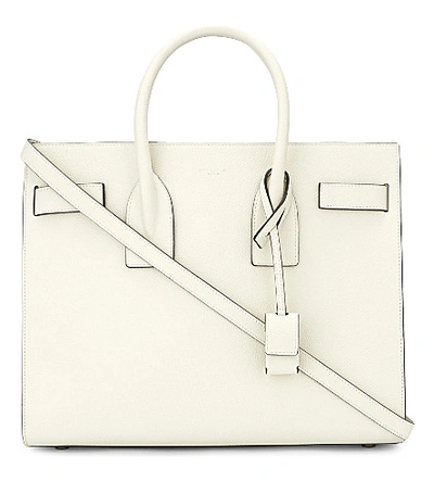 Saint Laurent Sac De Jour Small Grained Leather Tote In White Black