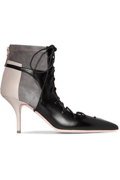 Shop Malone Souliers Montana Lace-up Leather And Suede Ankle Boots