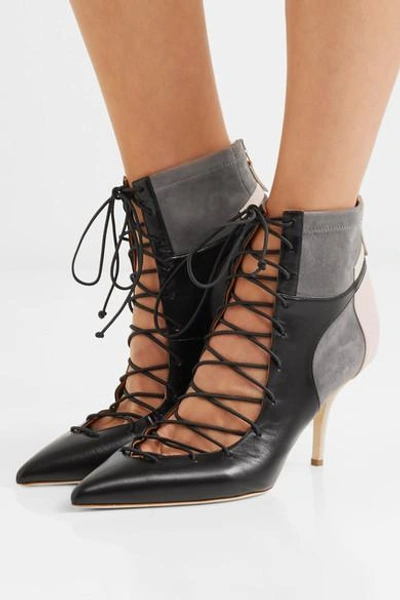 Shop Malone Souliers Montana Lace-up Leather And Suede Ankle Boots