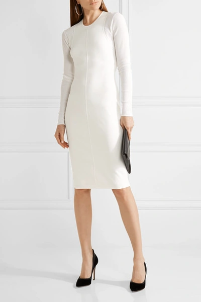 Shop Narciso Rodriguez Ribbed-paneled Stretch-knit Dress