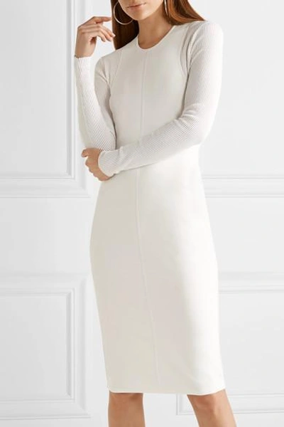 Shop Narciso Rodriguez Ribbed-paneled Stretch-knit Dress