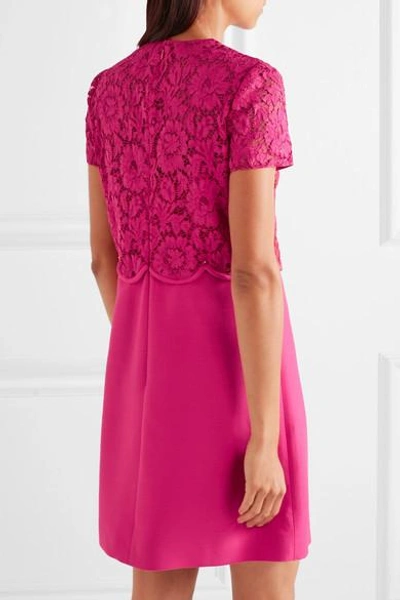 Shop Valentino The Rockstud Lace And Crepe Mini Dress