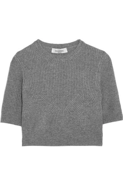 Shop Valentino Cropped Ribbed Cashmere Sweater
