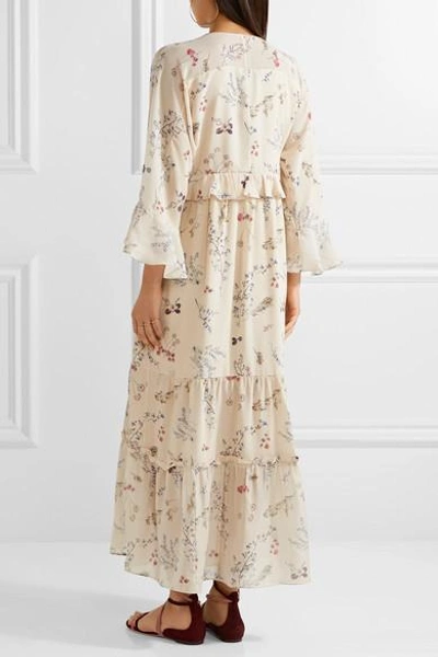 Shop Rachel Zoe Belmont Ruffled Floral-print Silk-chiffon Maxi Dress In Cream