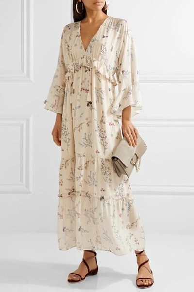 Shop Rachel Zoe Belmont Ruffled Floral-print Silk-chiffon Maxi Dress In Cream