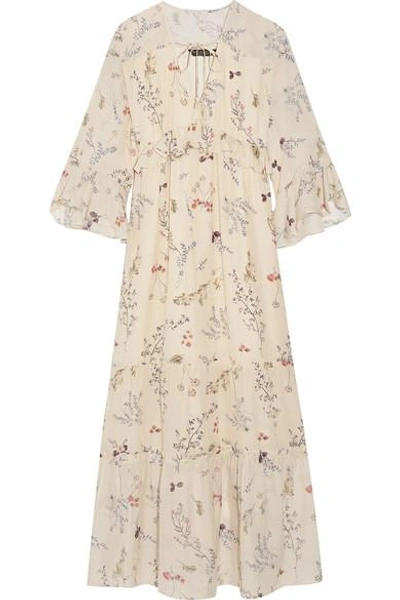 Shop Rachel Zoe Belmont Ruffled Floral-print Silk-chiffon Maxi Dress In Cream