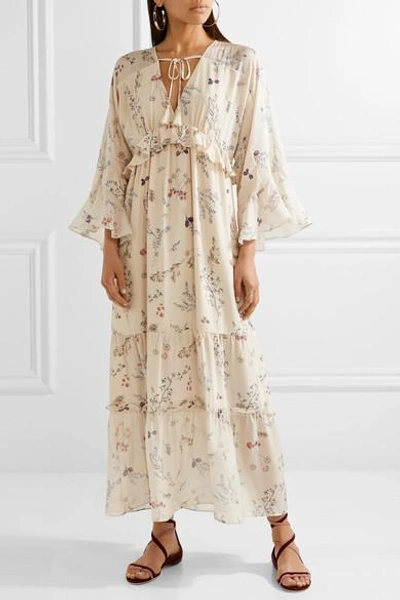 Shop Rachel Zoe Belmont Ruffled Floral-print Silk-chiffon Maxi Dress In Cream