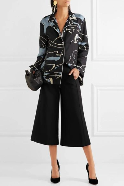 Shop Valentino Wool And Silk-blend Crepe Culottes In Black