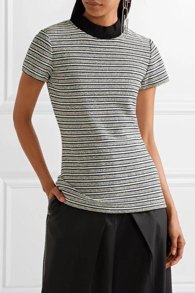 Shop Proenza Schouler Ribbed Jersey-trimmed Striped Cotton-blend Bouclé Top