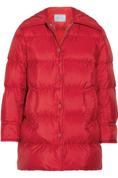 Shop Prada Quilted Shell Down Jacket In Red